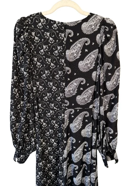 Ted Baker Black & White Mixed Paisley Midi Dress Size 2 Boho Designer Occasion - Picture 15 of 16